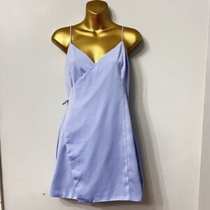 Superdown Blue Wrap Mini Dress Spaghetti Strap Medium